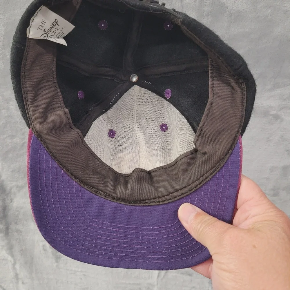 Vintage Disney Store Mickey Mouse Snapback Hat Black Purple Wool Made in USA Cap